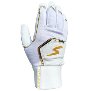 Winder Series White & Gold Chrome Batting Gloves